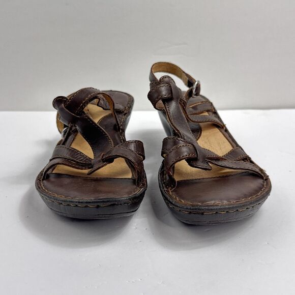 Born Sandals Womens 9 / 40.5 Brown Leather Strappy Slingback Heel Comfort W61909 - Picture 9 of 11